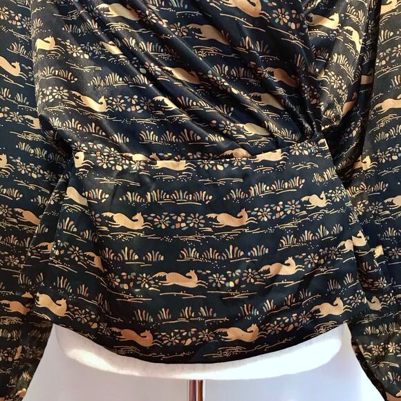 Evan Picone Vintage Wrap Long Sleeves Blouse Women 8 - Picture 3 of 13